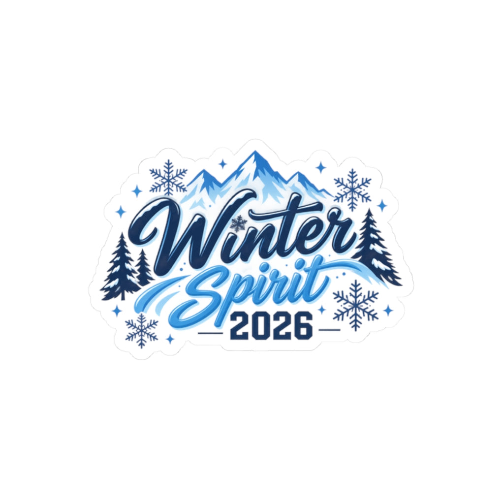 Winter Spirit 2026 Kiss-Cut Sticker — Snowy Mountain Laptop Decal