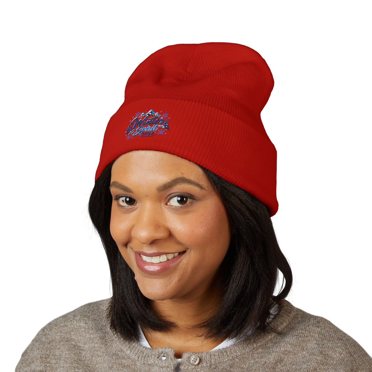 Embroidered 'Winter Camper 2026' Cuffed Beanie – Cozy Outdoor Skiing & Camping Hat