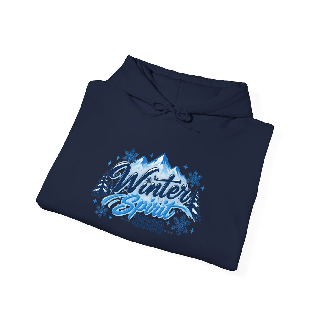 Winter Spirit 2026 Hoodie — Cozy Mountain Snowflake Pullover