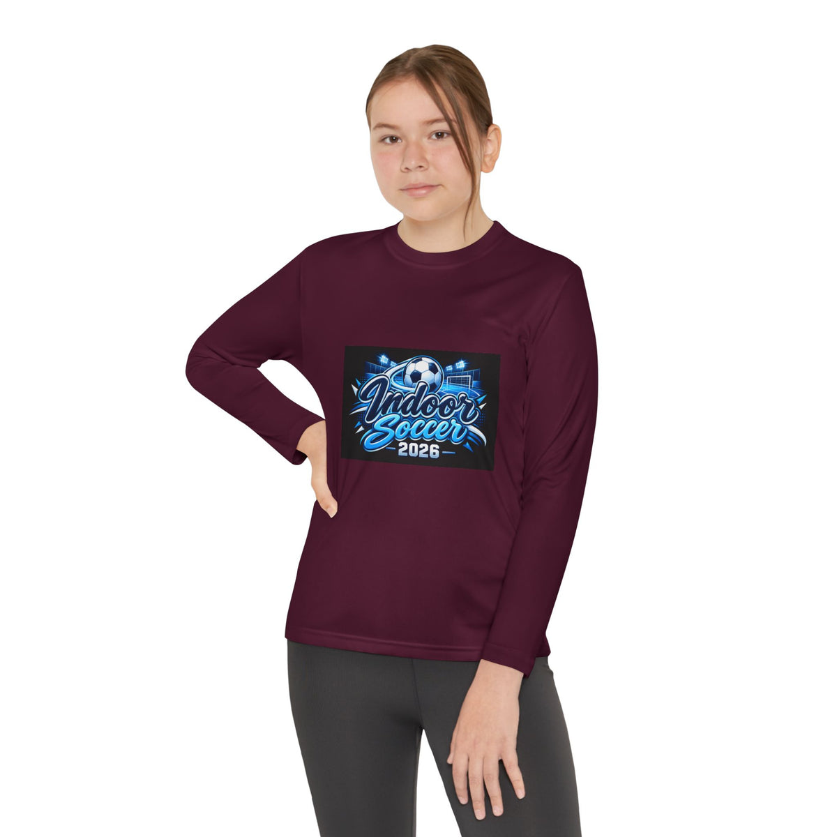 Indoor Soccer 2026 Youth Long Sleeve Tee — Youth Soccer Team Shirt