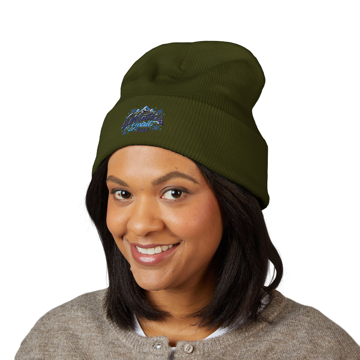 Embroidered 'Winter Camper 2026' Cuffed Beanie – Cozy Outdoor Skiing & Camping Hat