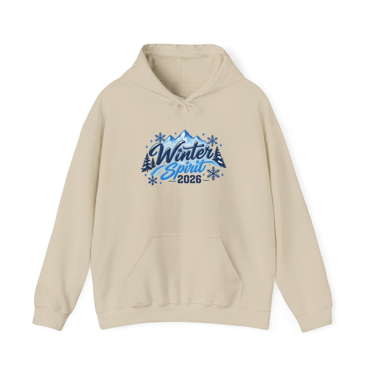 Winter Spirit 2026 Hoodie — Cozy Mountain Snowflake Pullover