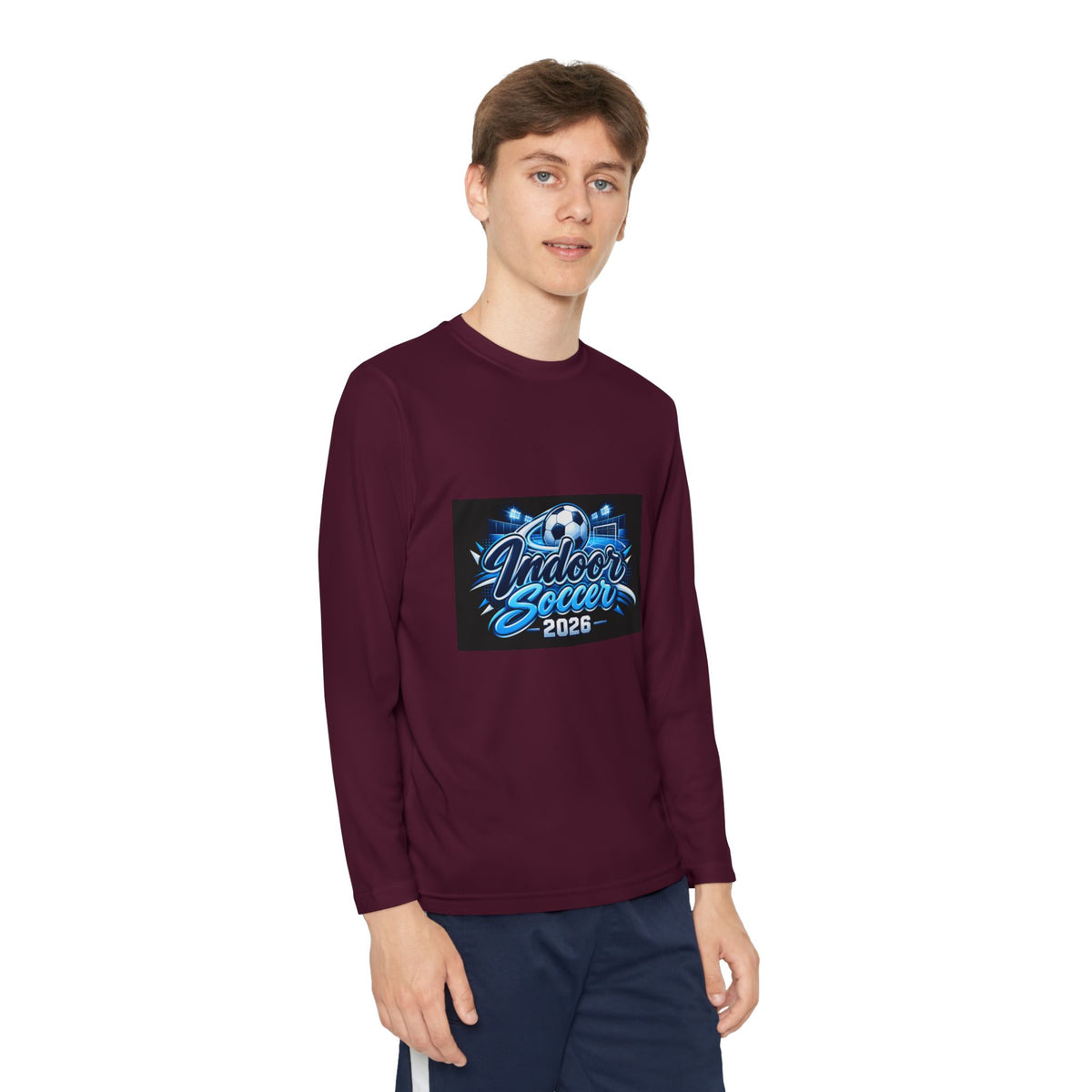 Indoor Soccer 2026 Youth Long Sleeve Tee — Youth Soccer Team Shirt