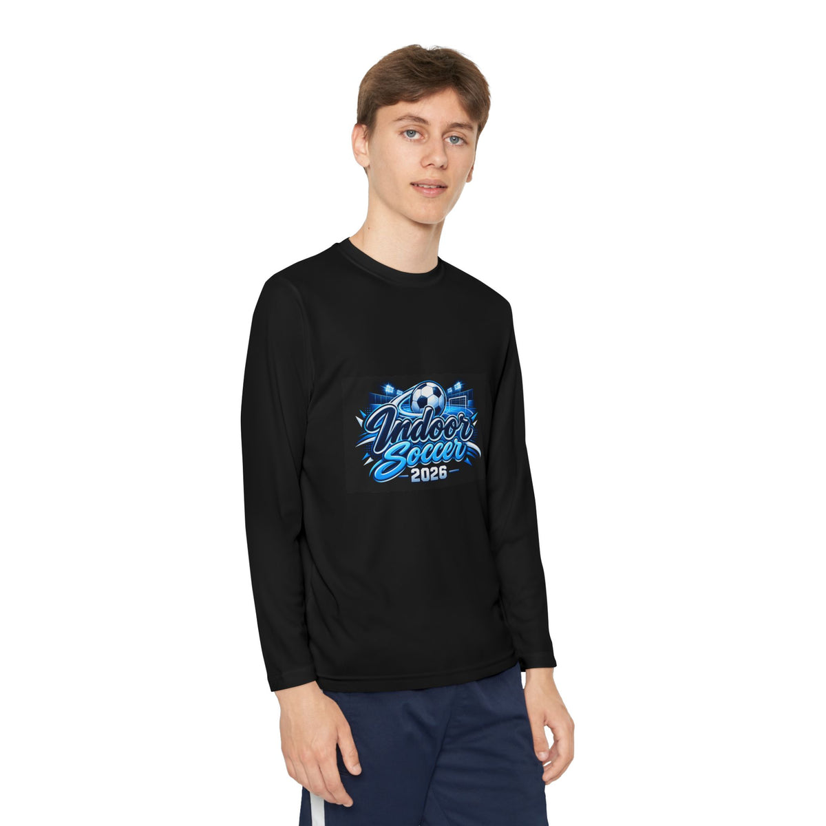 Indoor Soccer 2026 Youth Long Sleeve Tee — Youth Soccer Team Shirt