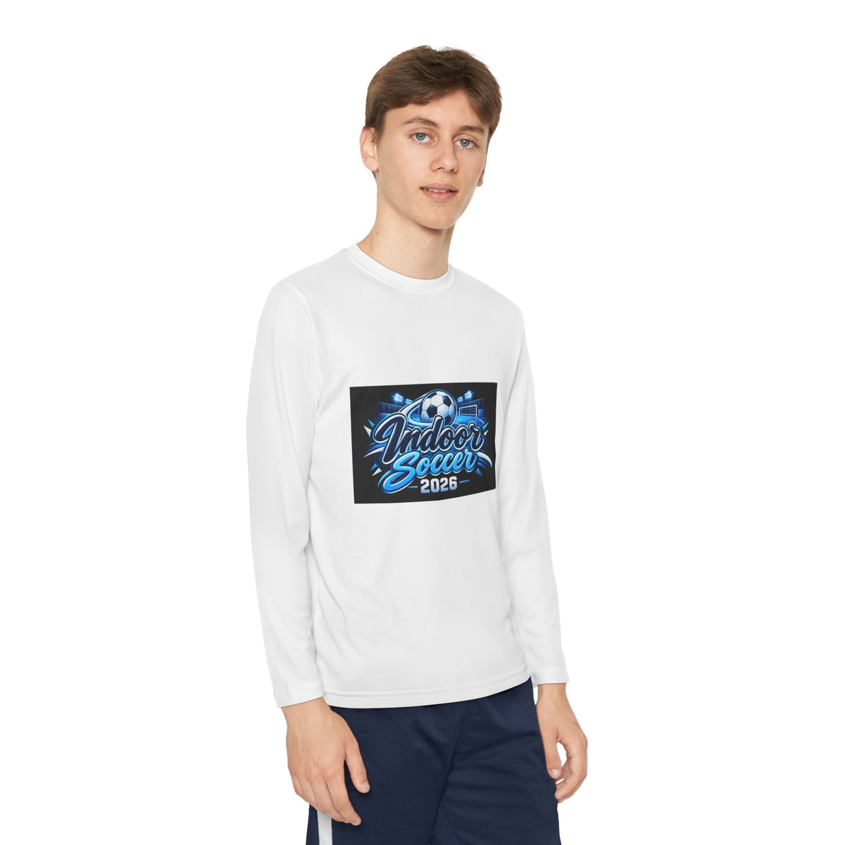 Indoor Soccer 2026 Youth Long Sleeve Tee — Youth Soccer Team Shirt