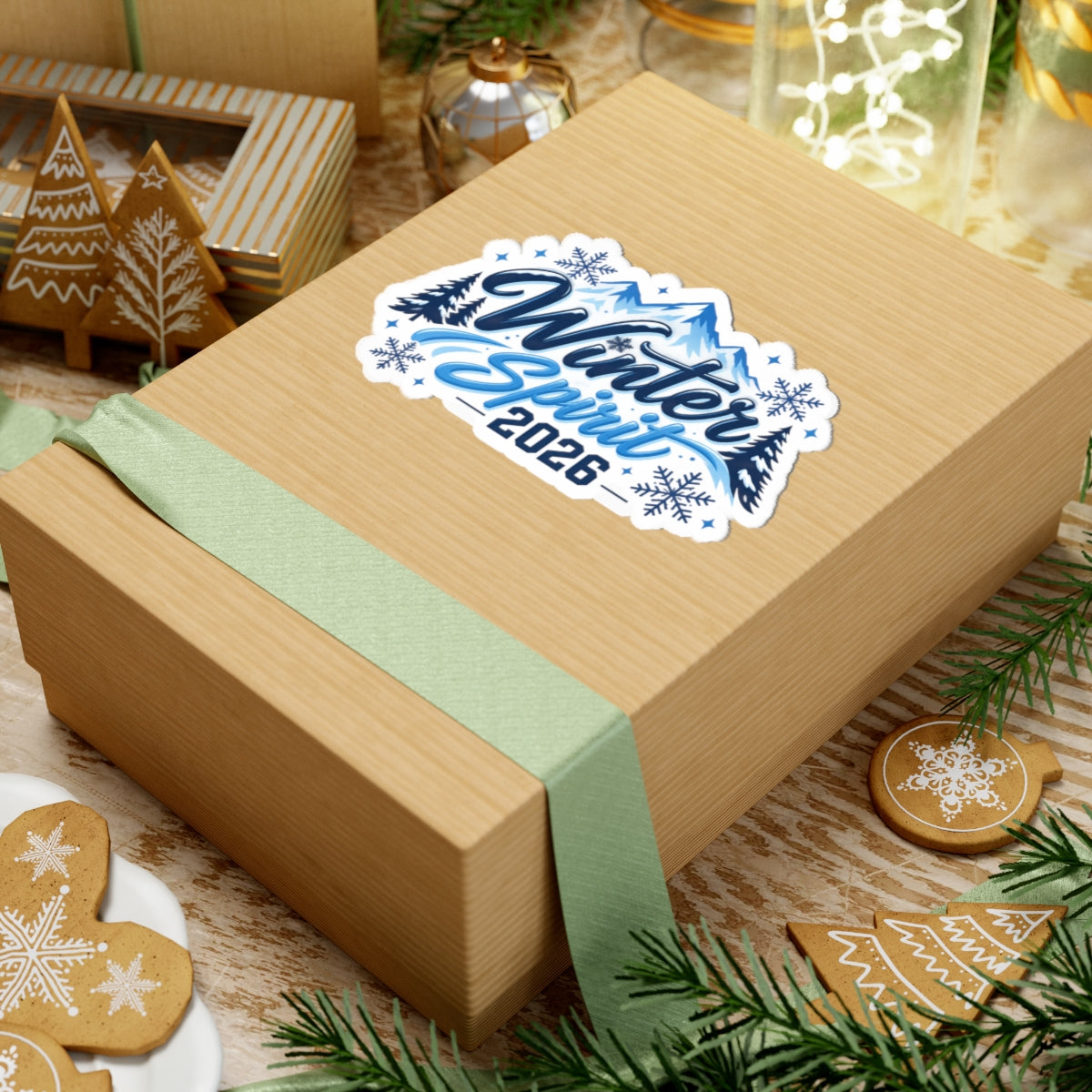 Winter Spirit 2026 Kiss-Cut Sticker — Snowy Mountain Laptop Decal