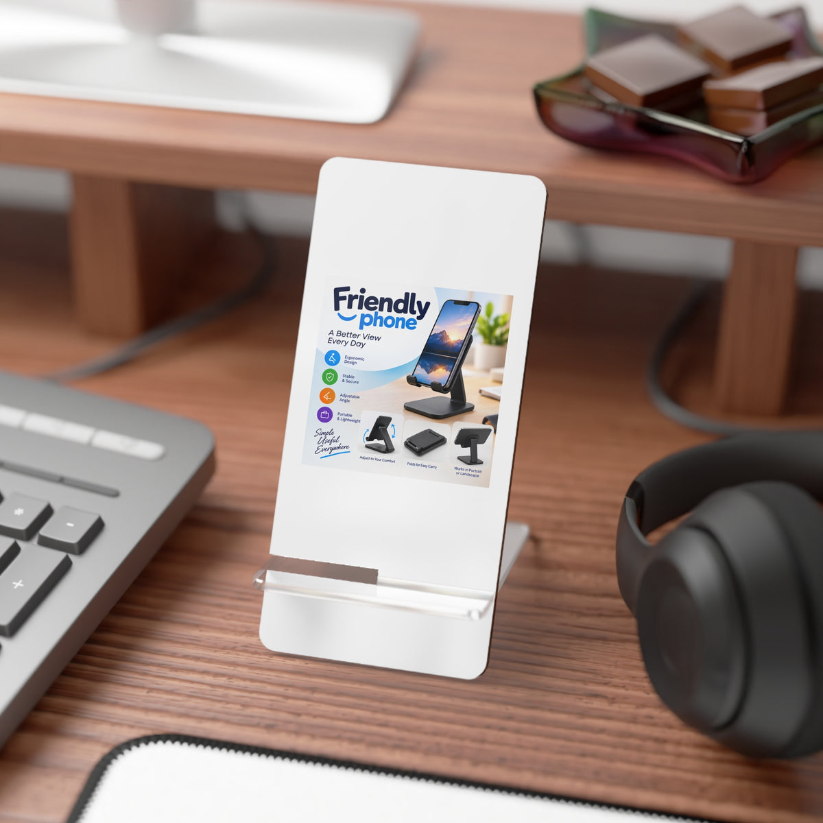 Adjustable Clear Phone Stand — Portable Mobile Display Stand for Smartphones