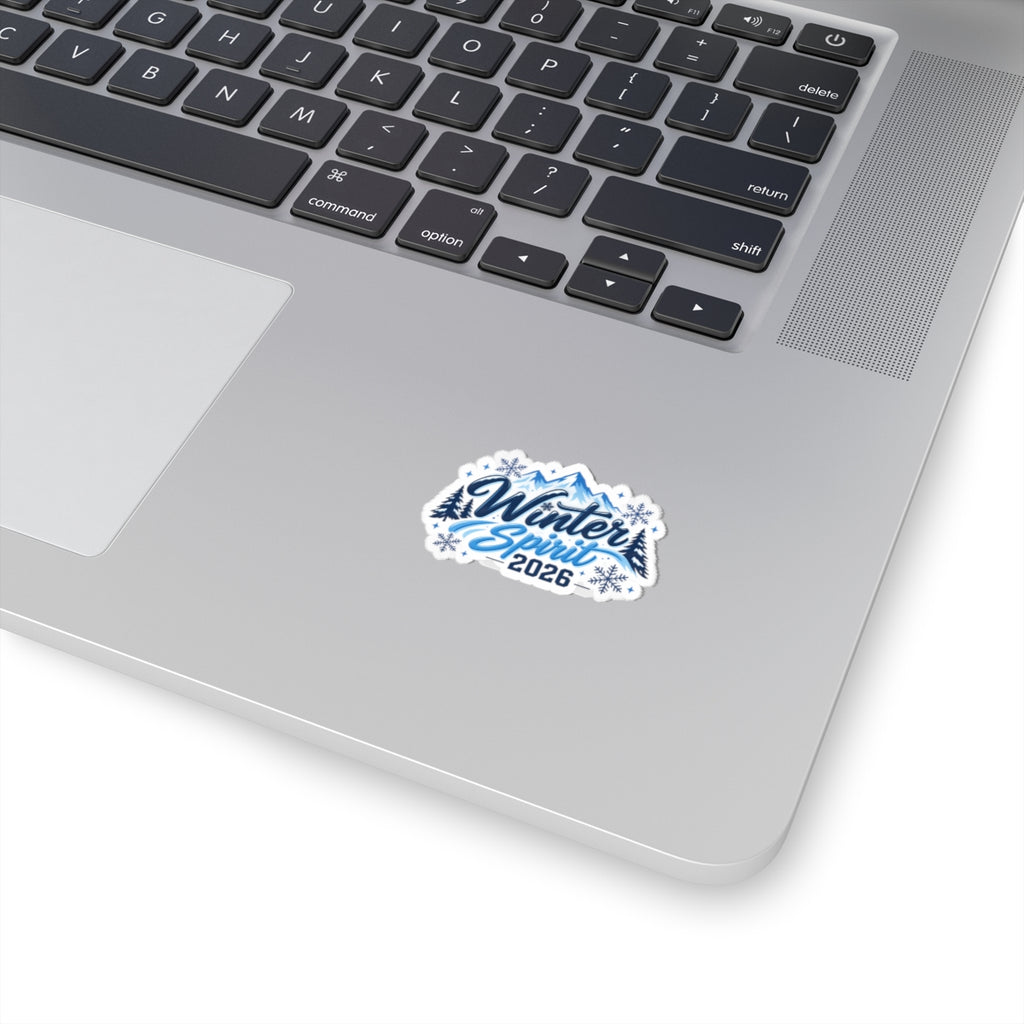 Winter Spirit 2026 Kiss-Cut Sticker — Snowy Mountain Laptop Decal