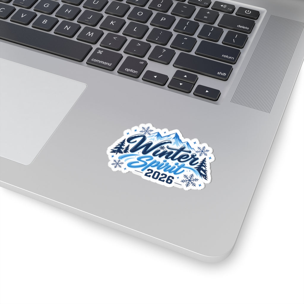 Winter Spirit 2026 Kiss-Cut Sticker — Snowy Mountain Laptop Decal