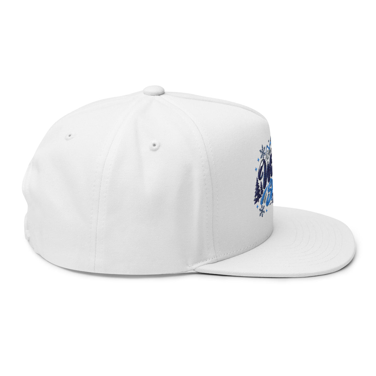 Winter Spirit 2026 Flat Bill Cap – Embroidered Snow Mountain Snapback