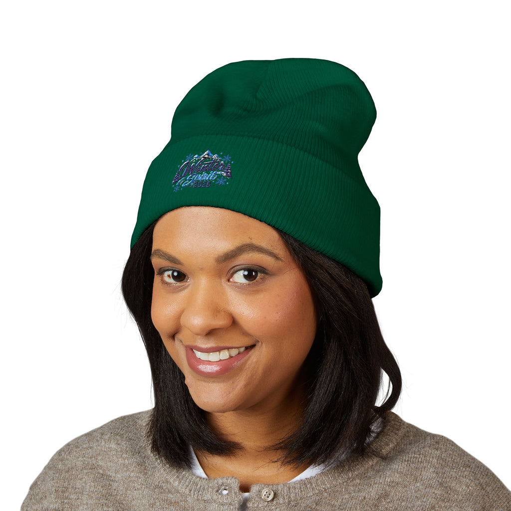 Embroidered 'Winter Camper 2026' Cuffed Beanie – Cozy Outdoor Skiing & Camping Hat