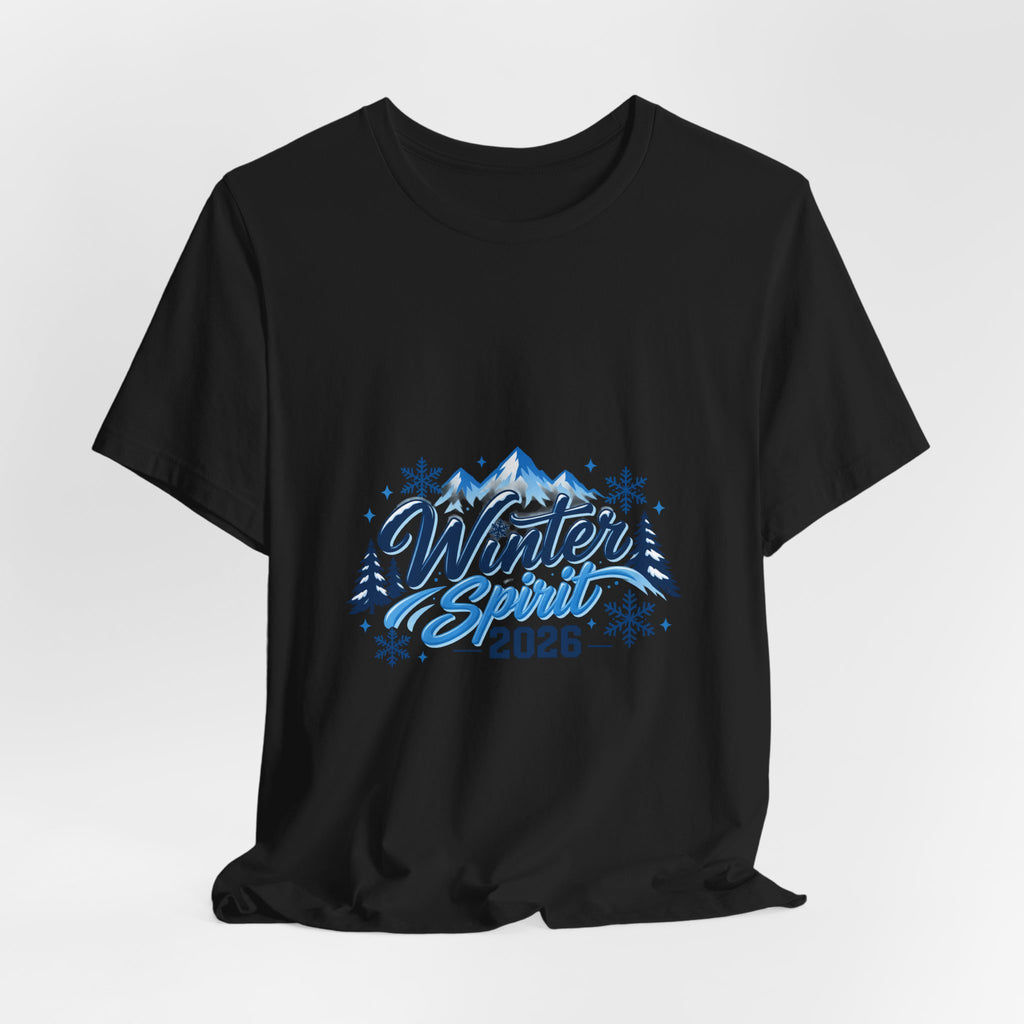 Winter Spirit 2026 T-Shirt — Mountain Snowflakes Holiday Tee