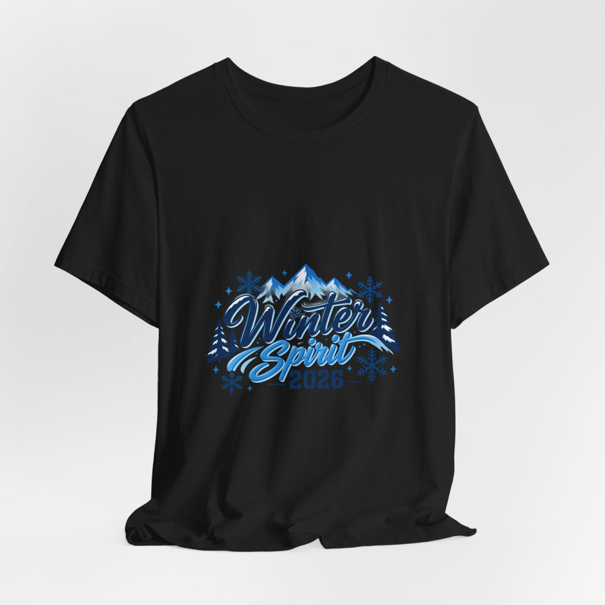 Winter Spirit 2026 T-Shirt — Mountain Snowflakes Holiday Tee