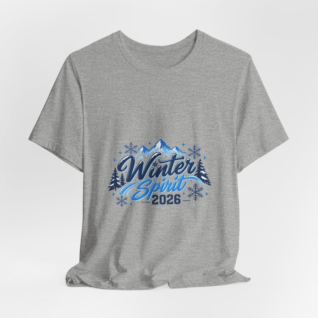 Winter Spirit 2026 T-Shirt — Mountain Snowflakes Holiday Tee
